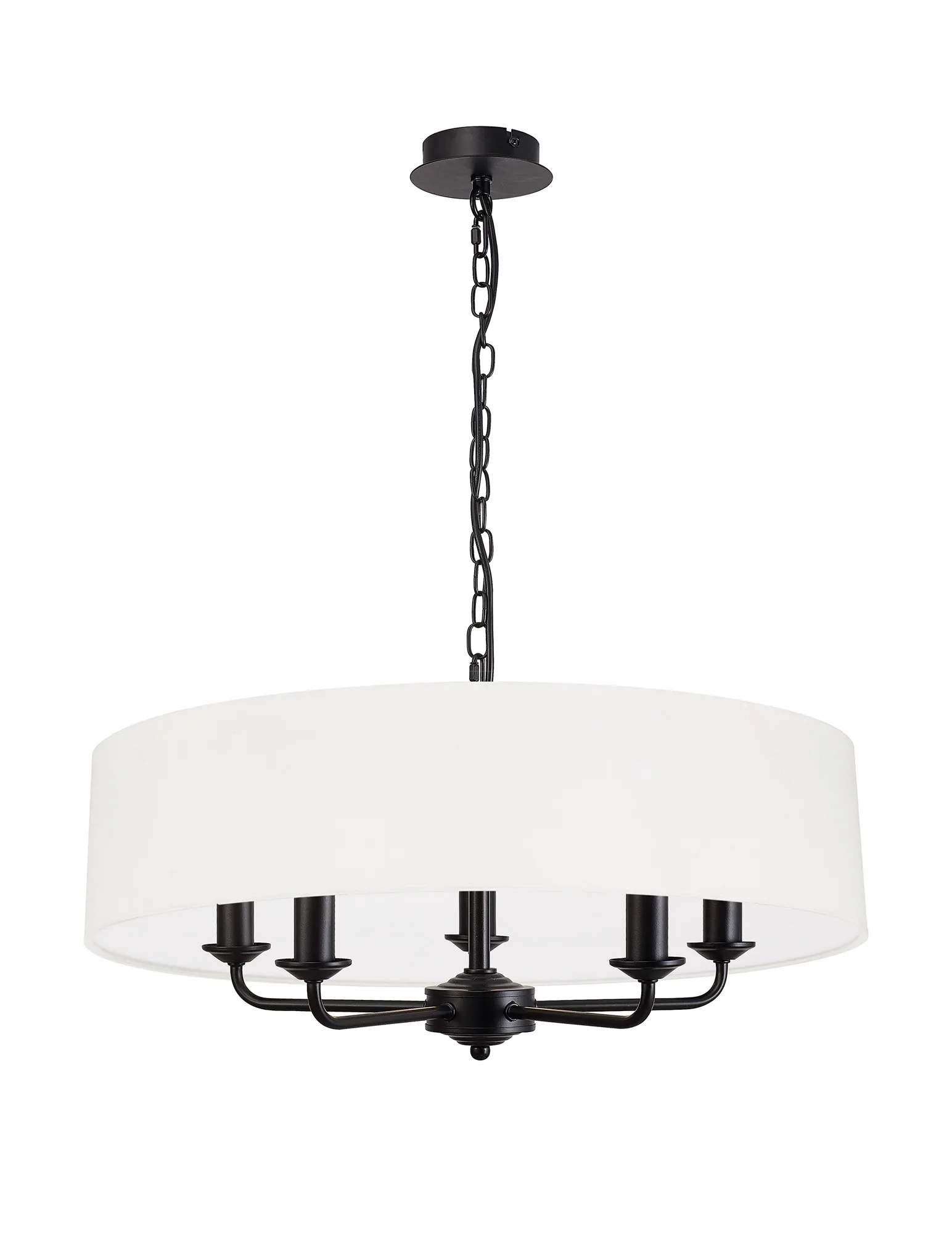 Banyan 60cm 5 Light Pendant Matt Black; White DK1008  Deco Banyan MB WH